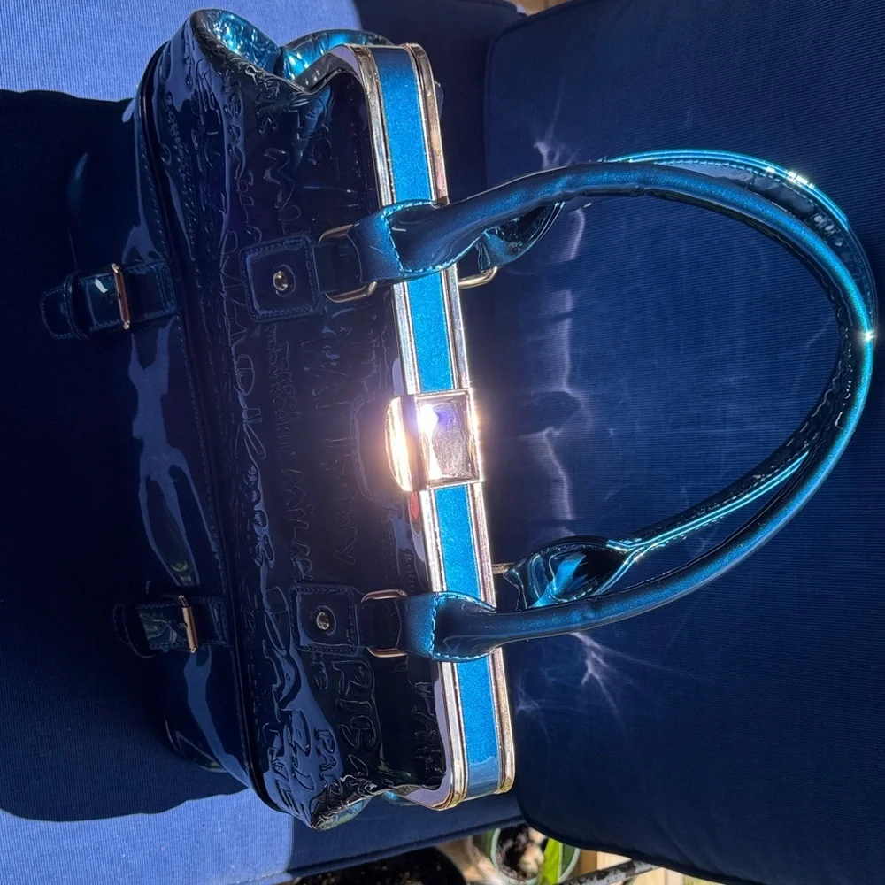 Louis Vuitton Shiny Blue Embossed Satchel - Picture 3 of 9